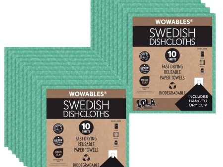 Swedish Dishcloths Biodegradable Reusable Paper Towels 20 Pack - MInt Green - Made in Germany Online