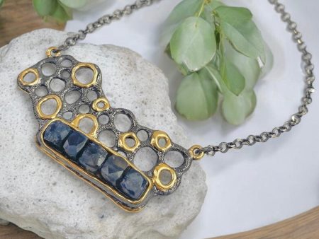 Asymmetrical Mixed Metal Labradorite Necklace Fashion