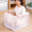 Transparent storage box Clothing organizer storage box Clothing storage clamshell steel frame folding large capacity storage Sale