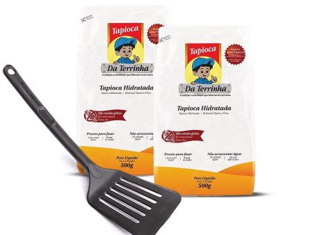 Da Terrinha Tapioca Starch Flour 17.6oz [2 Pack] Bundle with Slotted Spatula Turner | Gluten Free Tapioca Starch Online