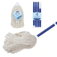 Cotton Deck Mop, White, w  4-Ply High Quality Yarn - W 2 Heads For Discount