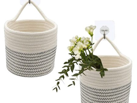 Storage basket small hanging basket wall hanging cotton rope hand-woven rattan decorative wall hanging container Online Hot Sale