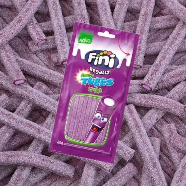 Fini Sour Grape Flavor Gummy Tubes, Fruity Candies, Gummy Snacks, 3.17oz Online now