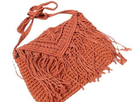 Small fresh hand woven crossbody bag ethnic wind cotton string tassel single shoulder bag new Online Sale