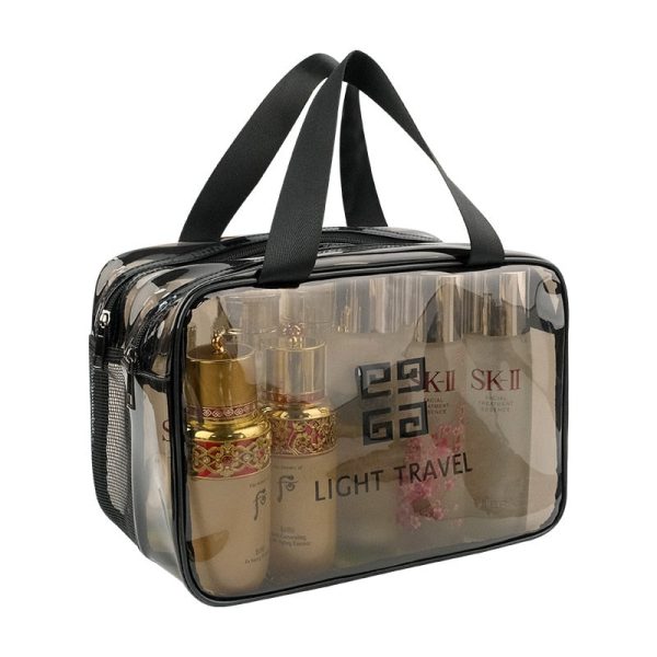 Travel Portable Cosmetic Bag Transparent Double-layer Large Capacity Dry and Wet Separation Wash Cosmetics Storage Fitness Bag Online now