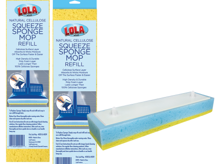 Natural Cellulose Squeeze Sponge Mop Refill, 9  Head - 2 Pack For Discount