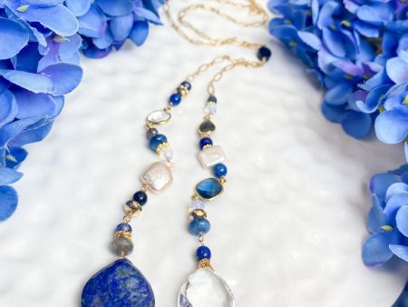 Golden Lapis Lariat Necklace Sale