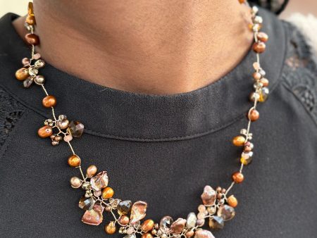 Chocolate Pearls Twisted Necklace on Sale