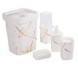 Plasutil Nordic Marble Texture Bathroom Kit | 5-Piece Ceramic Set For Cheap