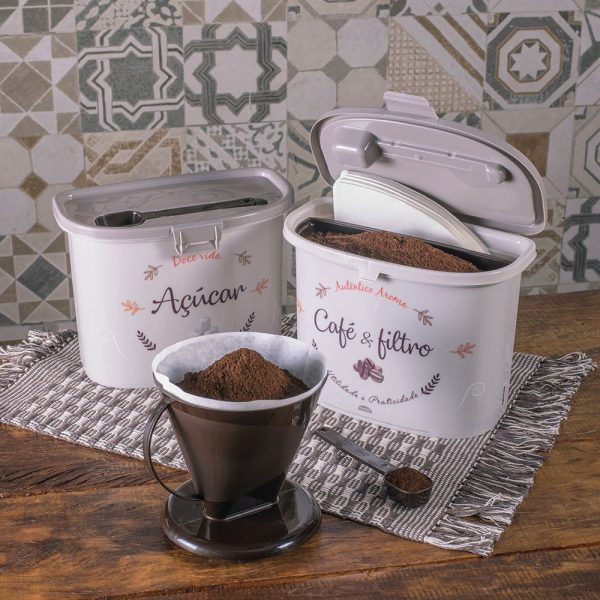 Plasutil Coffee Storage Set | 3 Pieces | BPA Free Plastic Containers with Scoops and Filter Holder Online Hot Sale