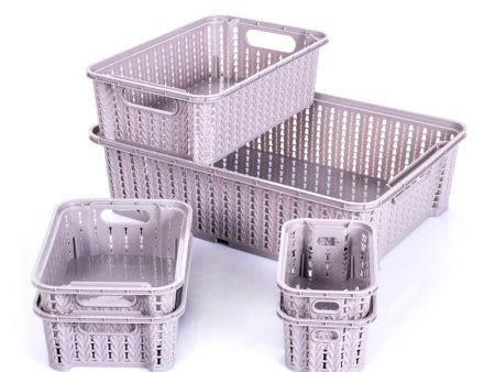 Plasutil 6 Multipurpose Storage Baskets, Stackable, BPA Free, Four Sizes Online Sale