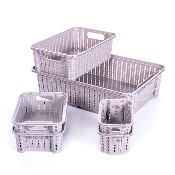 Plasutil 6 Multipurpose Storage Baskets, Stackable, BPA Free, Four Sizes Online Sale