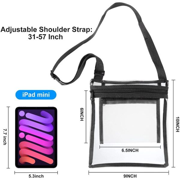 Transparent PVC Messenger Bag Adjustable Shoulder Strap Stadium Transparent Bag Outdoor Travel Sports Storage Bag Storage Fashion