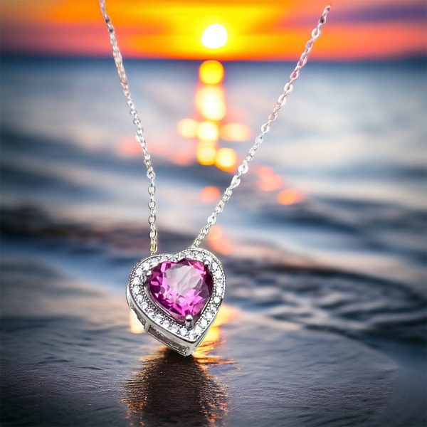 Radiant Love: Heart-shaped Pink Tourmaline & Diamond Jewelry Set Supply