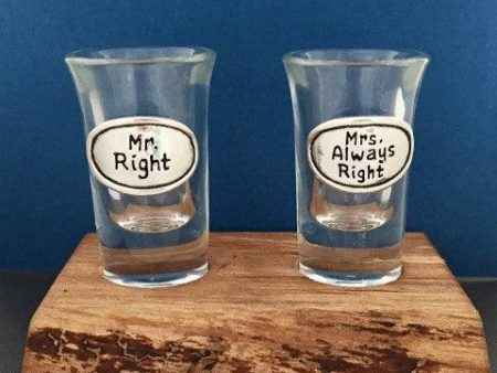 Mr. Right and Mrs. Always Right Shot Glass Set with Board Sale