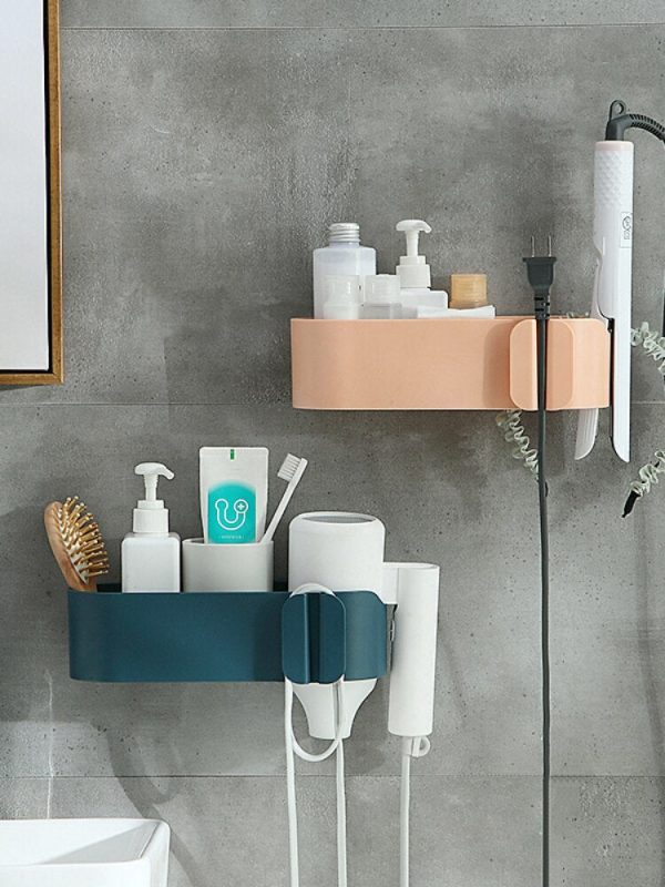 T wholesale new household toilet hair dryer shelving multifunctional perforation-free viscose hair dryer storage rack For Cheap