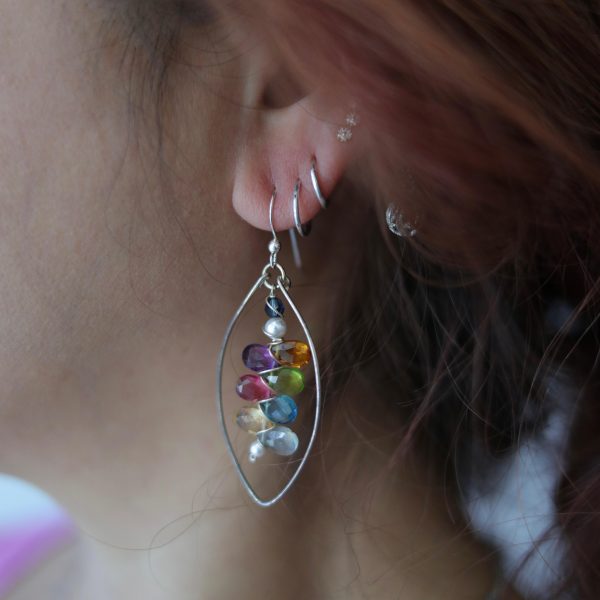 Boho Kaleidoscope Colorful Gems Statement Hoops For Cheap