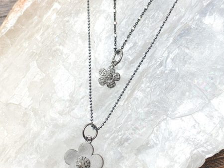 Flowers Pave Diamonds Necklaces on Sale