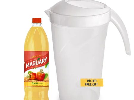 Maguary Cashew Concentrate Juice 16.9 fl oz with 2 Quart BPA-Free Pitcher and Lid Supply