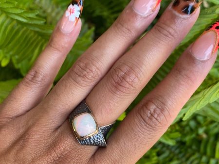 Ethiopian Opal Ribbon Ring For Sale