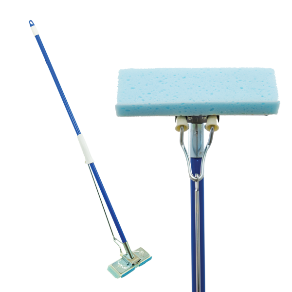 SqueezeMatic Butterfly Sponge Mop, 9  Wide Head and 48  Long Steel Handle Supply