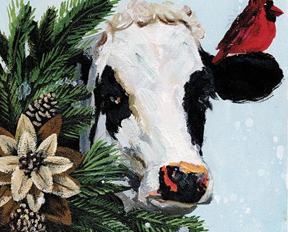 WL273 - Christmas Cow and Cardinal - 12x16 Online Hot Sale