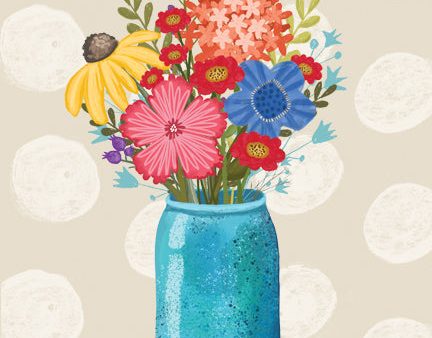 LAR641 - Rainbow Blooms in Blue Vase - 12x16 Fashion