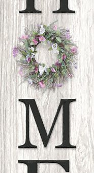 LD3663 - Home Flower Pink Wreath Sign  - 12x36 Online Sale